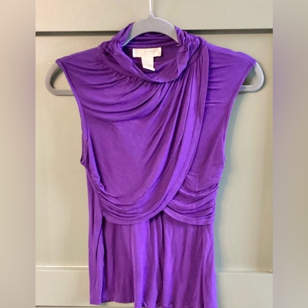 KENAR Draped Mock Turtleneck Top